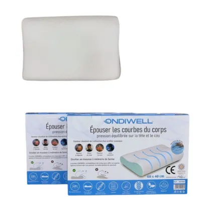 Oreiller Orthopedique Ondiwell Mousse à Mémoire Wave 60×40 cm