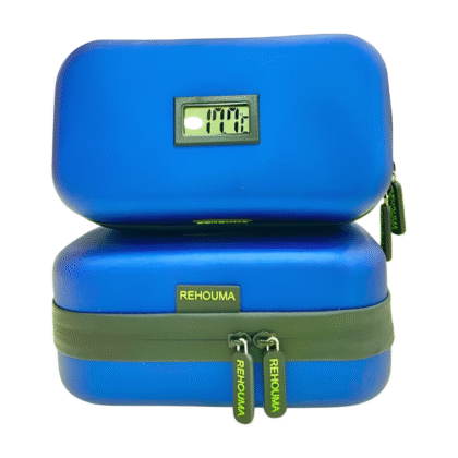 Trousse isotherme RMS bleue, compacte, avec une poche intérieure pour les poches de gel réfrigérant. Idéale pour transporter l'insuline en toute sécurité.