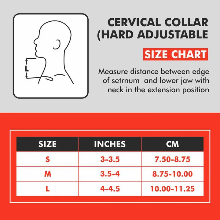 Une image des differentes taille disponibles S | M | L, du produit Collier cervical rigide réglable de la marque Samson.
