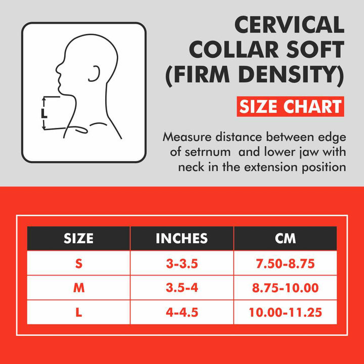 Une image des differentes taille disponibles S | M | L, du produit Collier cervical souple Avec Support de la marque Samson.