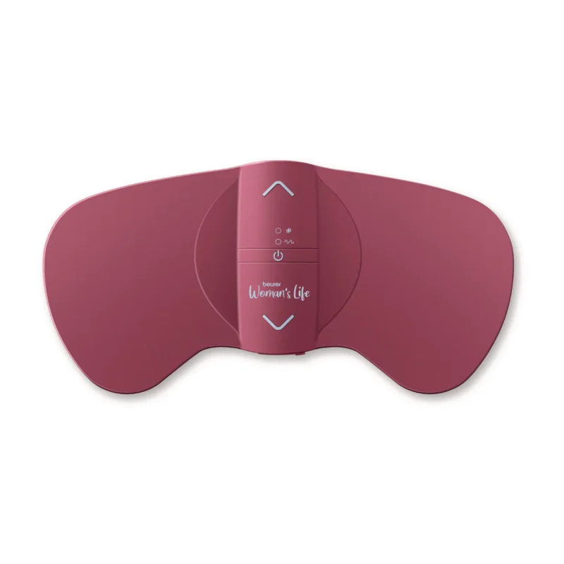 Appareil Beurer EM 50 pour soulager les douleurs menstruelles, avec électrodes et unité de contrôle compacte.