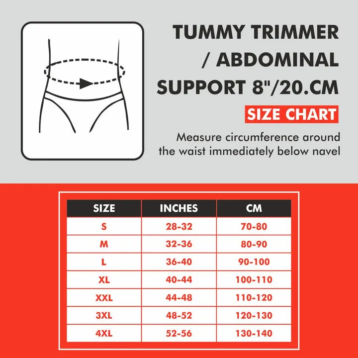 Une image des differentes taille disponibles S | M | L/XL | XXL, du produit Ceinture abdominale de la marque Samson.