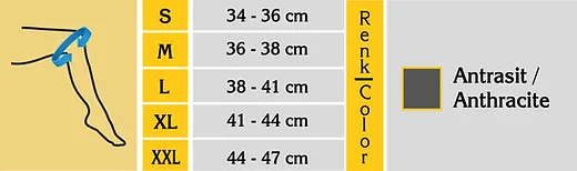 Genouillère courte à flexibles Morsa Cyberg, tissu noir – guide des tailles