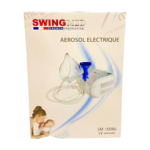 Aérosol compact Swingmed SM-10086, de couleur [insérer la couleur principale visible sur l'image, ex : blanc et bleu], avec un bec doseur précis et un design ergonomique pour une prise en main facile. Il est présenté [décrire la présentation visuelle, ex : seul sur fond blanc, avec un fond suggérant un usage à domicile, etc.]. C'est un dispositif médical portable pour l'administration de médicaments.