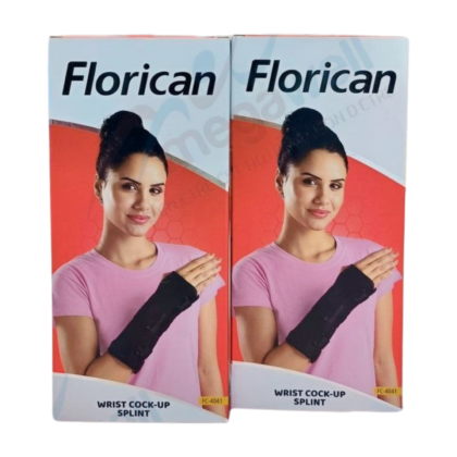 Attelle de poignet longue Florican FC-4041, présentée en [couleur principale de l'attelle, ex: bleu clair], offrant un soutien et un confort optimal. Elle est conçue avec un tissu respirant et un système d'ajustement [décrire le système d'ajustement visuellement, ex: à velcro] pour s'adapter à différentes tailles (M, L, XL). L'attelle est destinée à soulager les douleurs liées aux entorses, tendinites et au syndrome du canal carpien.