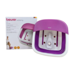Bain de pieds Beurer FB-30 : appareil blanc avec un réservoir d'eau, des buses pour bulles et des moteurs vibrants. Il offre un massage relaxant pour les pieds, visiblement conçu pour le bien-être et la détente.