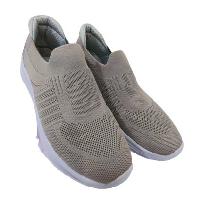 Baskets orthopédiques Gowlak pour femme, couleur beige kaki. Chaussures confortables offrant un soutien optimal pour la marche, disponibles en tailles 37 à 41.