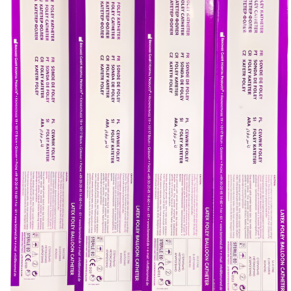 Sonde Foley pour homme Beromed, conçue pour le drainage urinaire en cas de rétention. Produit médical, fabrication de qualité, disponible en différentes tailles.