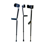 Canne anglaise noire en polyurethane (PU), modèle Nd PU918A. Bras réglable pour un confort et une stabilité optimaux. Design ergonomique et léger, favorisant la mobilité quotidienne.