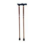 Canne de marche pliable en aluminium bronze, modèle Nd (PU923). La canne est présentée pliée, suggérant sa compacité et sa facilité de rangement. Son manche ergonomique et sa finition bronze visible indiquent un design élégant et confortable. La canne apparaît légère et robuste.