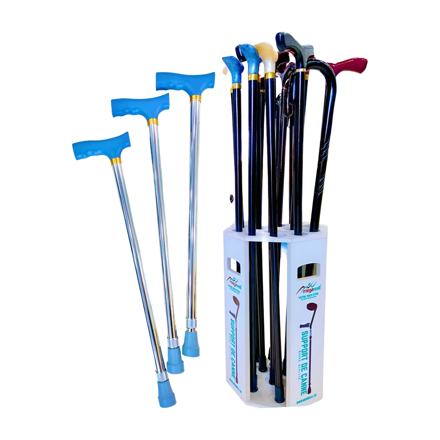 Canne en aluminium réglable avec poignée en T. Légère et confortable, elle offre une prise en main sûre pour faciliter la marche. Adaptée aux seniors et aux personnes à mobilité réduite.