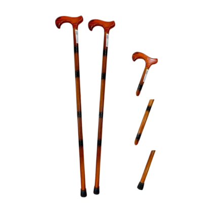 Canne de marche en bois noble, forme T, offrant une poignée ergonomique pour une prise en main confortable et une stabilité accrue. Conçue pour la sécurité et la mobilité, particulièrement adaptée aux seniors.