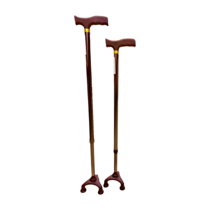 Canne de marche Megawell Tripode en aluminium marron. Légère et stable, elle offre une prise en main ergonomique pour une marche sécurisée. Le tripod offre un soutien fiable et confortable.