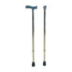 Canne té en aluminium de couleur [Couleur de la canne, ex: noire] avec poignée ergonomique [Décrire la forme de la poignée, ex: arrondie, en mousse]. La canne présente une structure té légère et robuste, suggérant une bonne stabilité. Elle est présentée sur un fond [Décrire le fond, ex: neutre, clair].