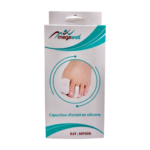 Capuchons en gel transparents Megawell pour soulager les douleurs aux orteils, notamment hallux et oignons. Les capuchons s'adaptent à la forme de l'orteil et améliorent le confort et la circulation sanguine.