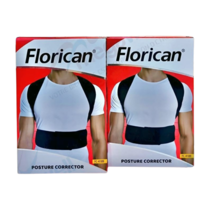 Ceinture de posture Florican, visiblement fine et discrète, conçue pour le buste. Elle semble maintenir le dos droit et offre un soutien lombaire et dorsal. Le tissu est de couleur neutre (beige ou gris clair).