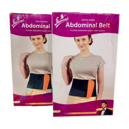 Ceinture abdominale Flamingo OC 2002, taille S/M, en tissu respirant et discret. Conçue pour un soutien doux et confortable au quotidien, adaptée aux post-opérations, à la grossesse et aux douleurs lombaires.