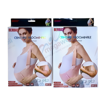 Ceinture abdominale Berbas BR137 pour femmes enceintes, de couleur [Couleur de la ceinture], offrant un soutien et un confort optimal. Elle est présentée [Description de la présentation : par exemple, portée par une femme enceinte, sur un fond neutre, avec un mannequin, etc.] et est disponible en tailles L, XL et 2XL. Cette ceinture est conçue pour soulager le dos et le ventre, et répartir le poids du bébé. #grossesse #soutiengrossesse