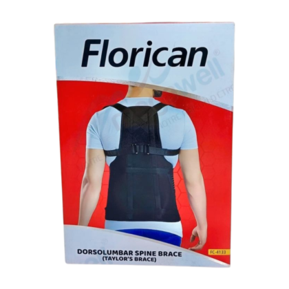 Ceinture dorsolombaire Florican FC-4133, visiblement ergonomique et de couleur neutre, présentée sur un fond uni. Elle est conçue pour offrir un soutien au dos et à la région lombaire, visant à soulager les douleurs, les lombalgies et les tensions. L'image met en évidence sa forme et sa structure, suggérant un maintien efficace et un confort durable. Plusieurs tailles sont disponibles pour s'adapter à différents utilisateurs.