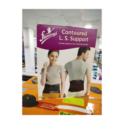 Ceinture lombaire Flamingo OC 2007, visible sur l'image, conçue pour le soutien et le confort du bas du dos. Elle présente un tissu respirant de couleur [préciser la couleur si visible, ex: bleu clair, noir, gris] et un maintien précis. La ceinture est de coupe discrète et semble ajustée à la taille.