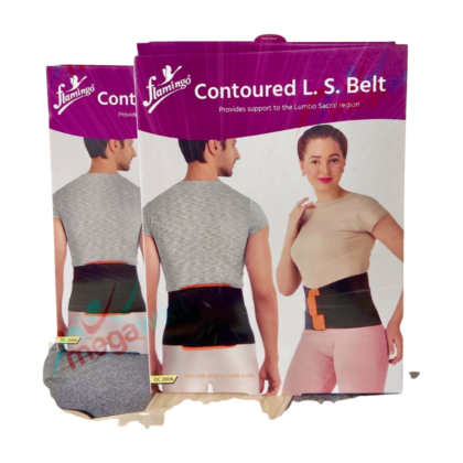 Ceinture lombaire Flamingo OC 2006, soutien dorsal renforcé. Ceinture de couleur [indiquer la couleur visible sur l'image, ex: noire, grise, bleue] avec [indiquer le type de fermeture, ex: velcro, fermeture éclair] pour soulager les douleurs dorsales, tensions et améliorer la posture. Disponible en tailles S et M.