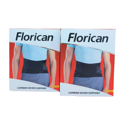 Ceinture lombaire Florican (modèle FC4140) : ceinture de soutien de couleur [couleur de la ceinture] avec deux sangles réglables, conçue pour le confort et le soulagement des douleurs au bas du dos. Tissu respirant visible.