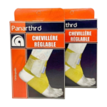 Chevillère réglable Panarthro CH.R. : Chevillère de sport et quotidienne, de couleur [insérer la couleur principale de la chevillère si visible dans l'image], avec sangles réglables et boucle de fermeture. Conçue pour le soutien de la cheville et la prévention des blessures, elle est disponible en tailles S/M et L/XL.