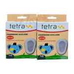 Compresse oculaire pour enfant Tetra, format 12 pièces, douce et protectrice pour les yeux sensibles. La compresse est présentée dans son emballage, suggérant un produit destiné au soin et au confort des yeux.