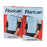 Paire de coudières élastiquées Florican, de couleur [Couleur de la coudière, ex: bleu clair], conçues pour le soutien et le confort du coude. Les coudières sont ajustées et semblent respirantes, adaptées pour soulager les douleurs liées à la tendinite ou l'épicondylite. Elles sont présentées [Décrire la présentation visuelle, ex: sur un fond blanc, portées sur un bras].