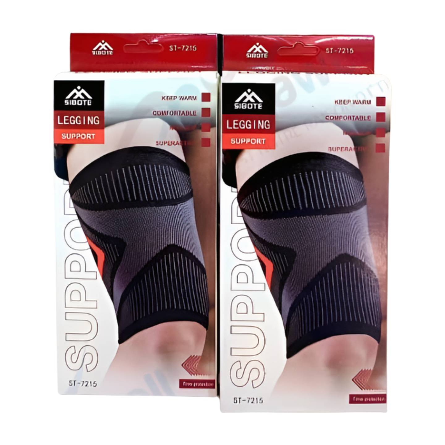 Cuissarde de soutien Sibote ST-7215, visiblement noire, conçue pour la cuisse et le genou. Elle semble fabriquée dans un matériau élastique et respirant. La cuissarde a une forme anatomique ajustée et est présentée sur un fond neutre, mettant en évidence sa structure et sa taille. Elle est destinée à apporter soutien, confort et mobilité.