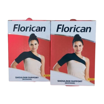 Épaulière en néoprène Florican (FC4126), couleur [préciser la couleur de l'épaulière], conçue pour le soutien et le confort de l'épaule. Elle présente une forme [décrire la forme : par exemple, anatomique, ouverte, fermée] et un matériau en néoprène. L'épaulière est présentée sur [décrire le fond : par exemple, un fond neutre, un mannequin, un modèle].