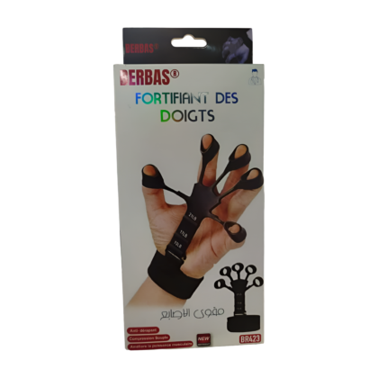 Fortifiant des Doigts Berbas (BR423) : Tube de complément alimentaire parapharmaceutique. Indication pour le soutien et la protection des mains. Le tube présente le logo Berbas et les mentions "Fortifiant des Doigts" ainsi que des informations sur les vitamines, minéraux et extraits végétaux.