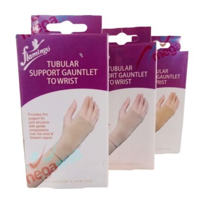Gant tubulaire rose flamingo, modèle OC 2058. Conçu pour le sport, le travail et le quotidien, il offre un soutien léger et un confort optimal. Prévention des douleurs et des entorses. Plusieurs tailles disponibles.