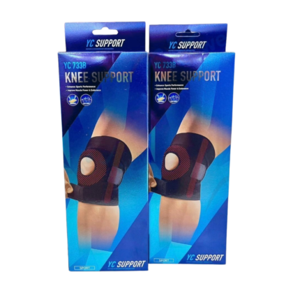 Genouillère rotulienne Yc 733B, attelée de couleur [couleur de la genouillère], offrant un maintien renforcé autour du genou et de la rotule. Le design est structuré avec des éléments de support visuellement distincts, suggérant une stabilisation et un confort pour soulager la douleur et améliorer la mobilité.