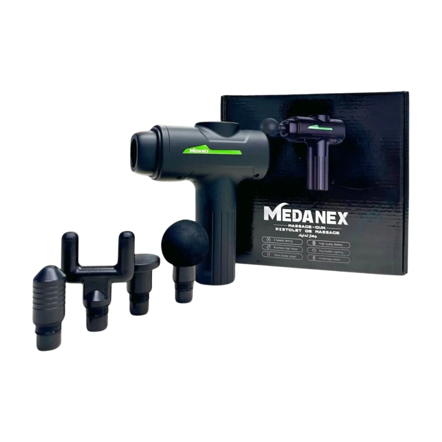 مسدس تدليك 6 فولت أسود - Medanex