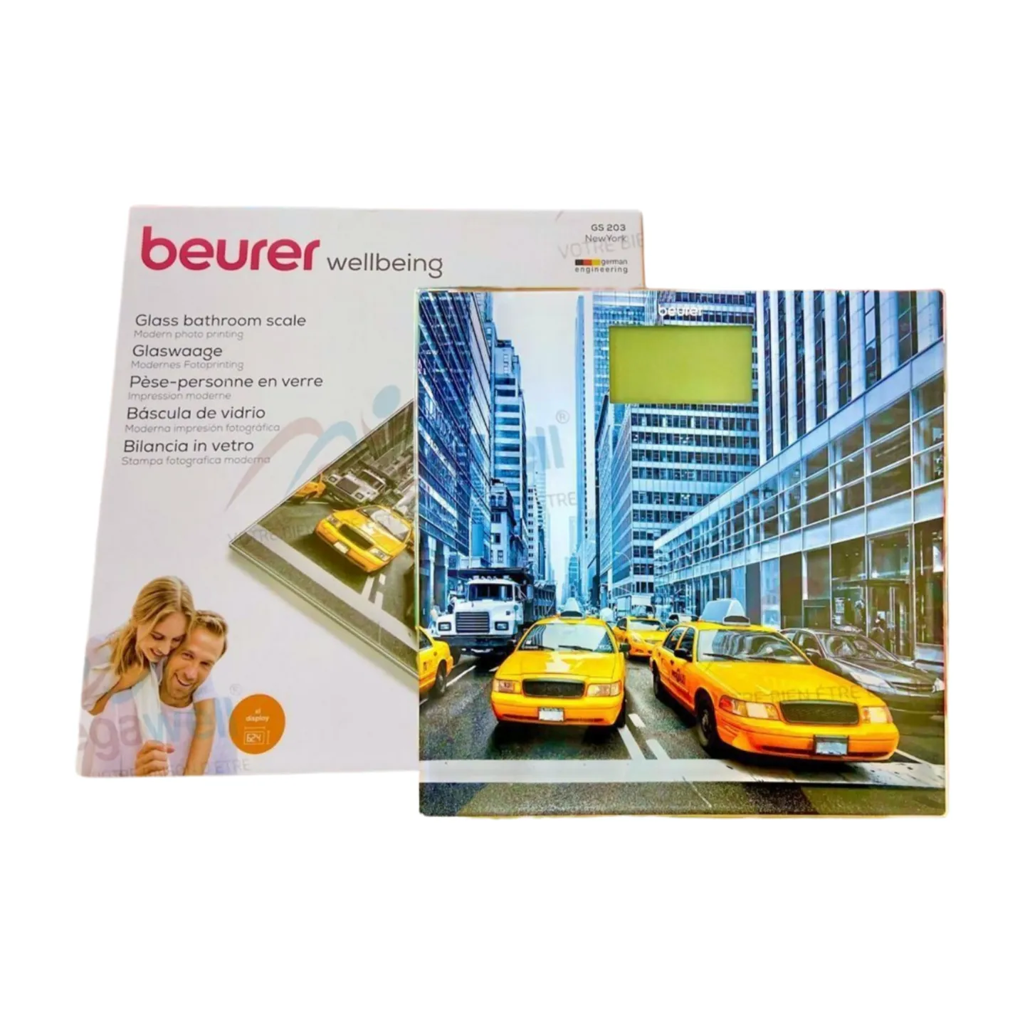 ميزان حمام إلكتروني زجاجي GS-203-New York Beurer، تصميم 150 كجم