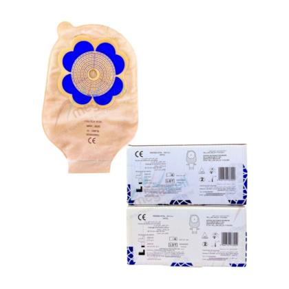 Poche colostomie Protea Vital STD, discrète et confortable, présentée ici. Poche blanche, souple, avec une zone de vidange visible. Conçue pour une utilisation quotidienne, elle est hypoallergénique et facile à utiliser. Qualité médicale garantie.