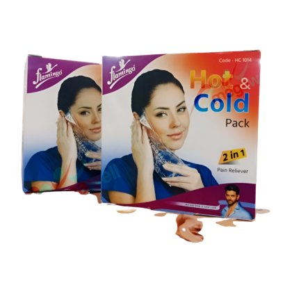 Poche en gel pour le corps Flamingo HC 1014, rose vif et de forme ergonomique, conçue pour appliquer chaleur ou froid. Produit parapharmacie pour soulager douleurs musculaires, entorses et inflammations.