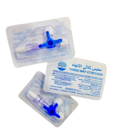 Robinet 3 voies bleu Decomed. Robinet élégant et compact avec deux sorties d'eau, idéal pour optimiser l'espace. Facile à installer.