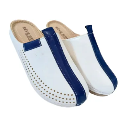 Sabot Fermé Femme Blanc/Bleu - Reve d&rsquo;or