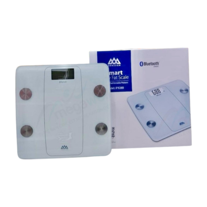 Pèse-personne électronique Senssun IF928B. Couleur principale noire avec écran LCD blanc. Plateforme de pesée en verre trempé transparent. Affichage numérique des mesures. Indication Bluetooth visible. Capacité maximale de 180 kg.