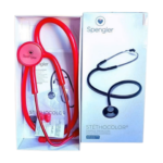 Stéthoscope Spengler bleu, modèle 505822_B. Instrument médical pour l'auscultation du cœur et des poumons. Design professionnel et ergonomique.