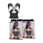 Support dorsal Berbas BR156, vue de face. Produit discret, de couleur [mentionner la couleur du support dorsal, ex: noir, gris clair], conçu pour le port sous les vêtements. Il possède des bretelles réglables et un panneau dorsal respirant, visiblement rembourré pour un confort optimal. Le support vise à corriger la posture du dos et à réduire les douleurs.