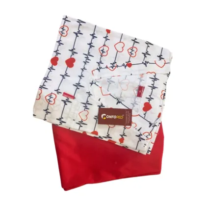 Tenue de Bloc Blanc Pantalon Rouge Motif Battement de Cœur - Confoped