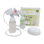 Tire-lait électrique Nd RH228, blanc, avec écran digital affichant le niveau d'aspiration. Poignée ergonomique et tête d'aspiration visible. Design moderne et compact.