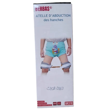 Attelle Berbas BR318 pour enfant : Attelle de soutien pour les hanches, conçue pour le confort et le développement sain. Matériaux respirants. Adaptée à la luxation congénitale et à la dysplasie.