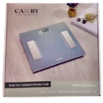 Pèse-personne digital Camry EF871H, affichage numérique de la masse en kilogrammes et livres, capable de supporter jusqu'à 180 kg. Design simple et épuré pour un suivi facile du poids.