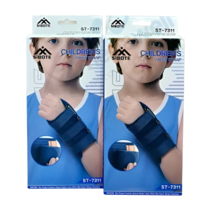 Attelle respirante pour poignet enfant SIBOTE ST-7311, ajustable, conçue pour offrir soutien et confort en cas d'entorse, foulure ou après une opération.