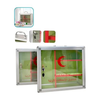 Boîte pharmacie murale Medanex en aluminium. Compacte et discrète, elle offre un rangement sécurisé et facile d'accès pour les trousses de premiers secours. Fixation murale pour optimiser l'espace.