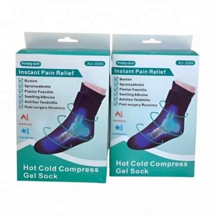 Chaussette gel Pretty Gril (XU-3009) : Chaussette de couleur [préciser la couleur principale de la chaussette, ex: rose pâle, bleu clair, gris] avec un insert en gel visible au niveau des zones articulaires et musculaires (cheville, पैर, etc.). Design [préciser le design, ex: sobre, coloré, avec des motifs] pour un confort optimal.